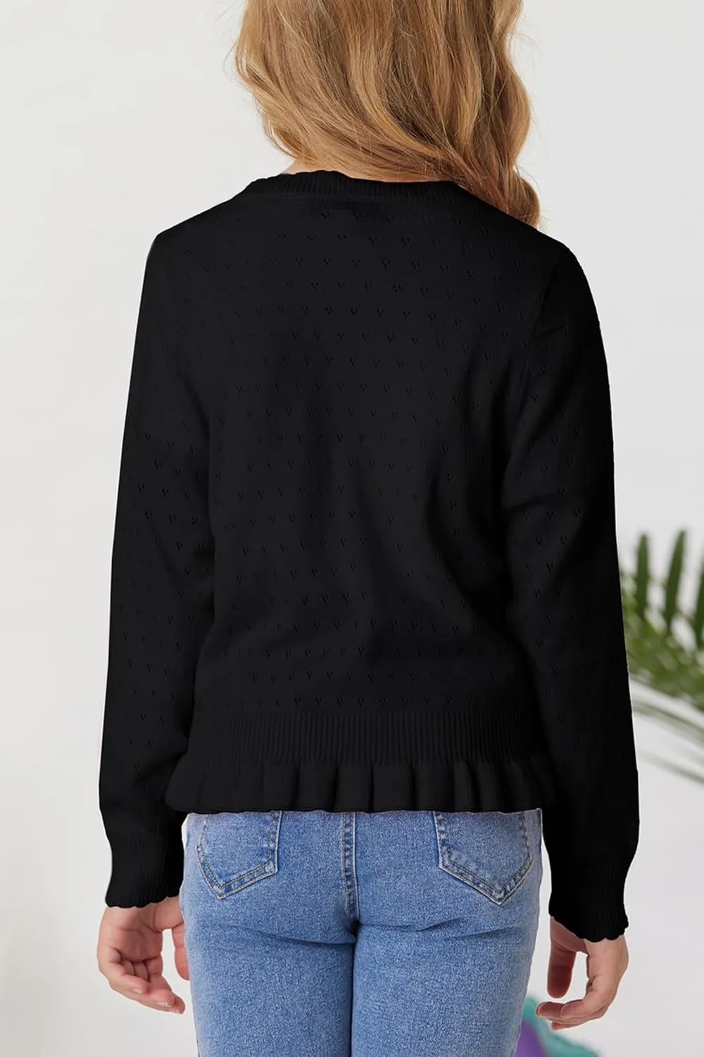 GRACE KARIN Girls Long Sleeve Cardigan Sweater Girls Button Closure Knitted Cable Cardigan 5-12Y