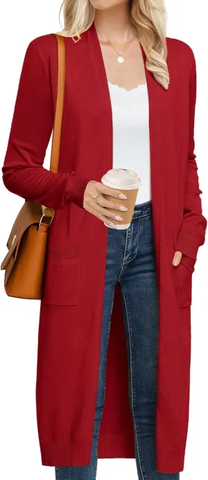 GRACE KARIN Women's 2025 Trendy Long Cardigans Sweater Lightweight Open Front Long Sleeve Maxi Duster Coats with Pockets
