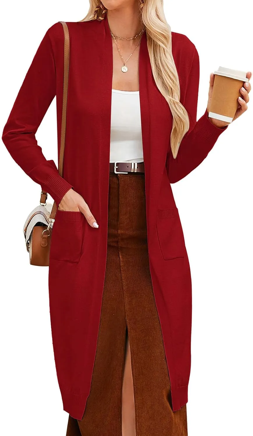 GRACE KARIN Women's 2025 Trendy Long Cardigans Sweater Lightweight Open Front Long Sleeve Maxi Duster Coats with Pockets