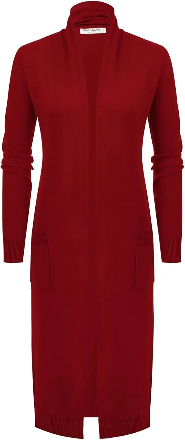 GRACE KARIN Women's 2025 Trendy Long Cardigans Sweater Lightweight Open Front Long Sleeve Maxi Duster Coats with Pockets