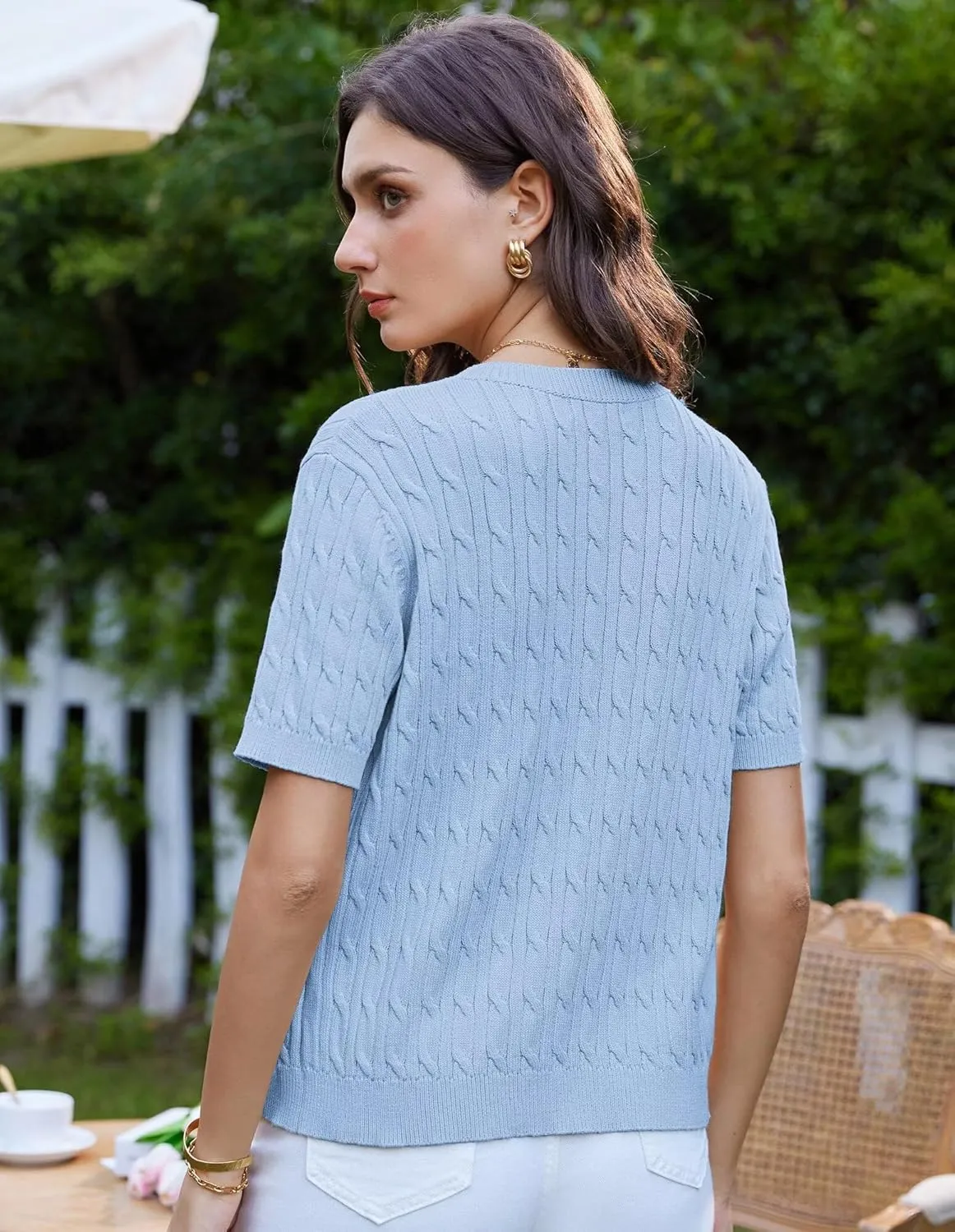 GRACE KARIN Women's Short Sleeve Button Up Summer Cardigan Sweater Y2K Cardigan Jacket (Runs Big, Suggest Size Down)