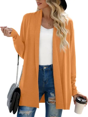 GRECERELLE Women's Long Sleeve Open Front Lightweight Casual Business Dressy Cardigan Sweater Fall Winter