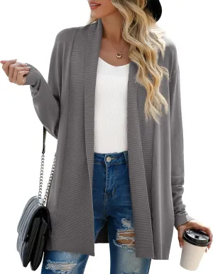 GRECERELLE Women's Long Sleeve Open Front Lightweight Casual Business Dressy Cardigan Sweater Fall Winter