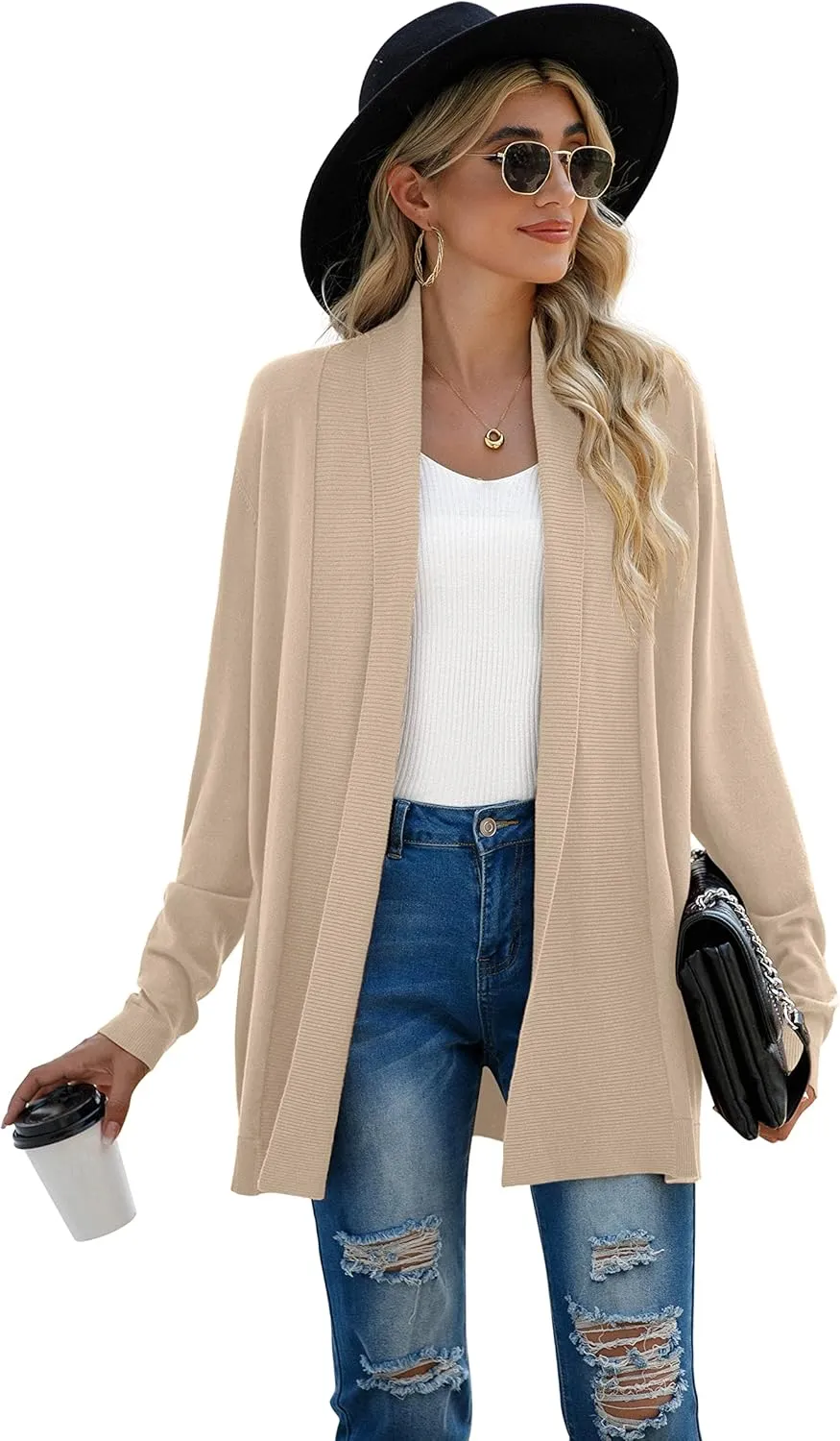 GRECERELLE Women's Long Sleeve Open Front Lightweight Casual Business Dressy Cardigan Sweater Fall Winter