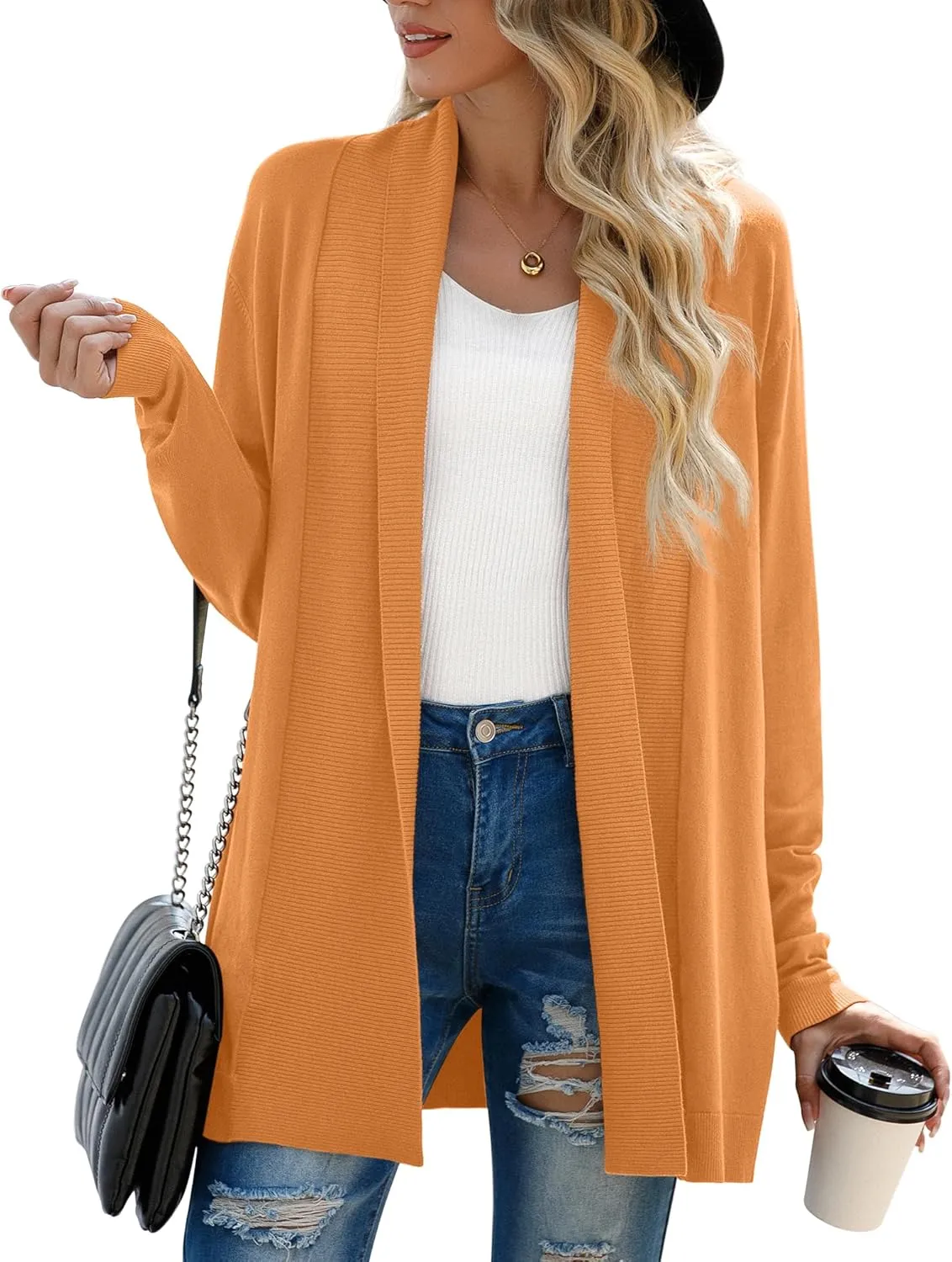 GRECERELLE Women's Long Sleeve Open Front Lightweight Casual Business Dressy Cardigan Sweater Fall Winter