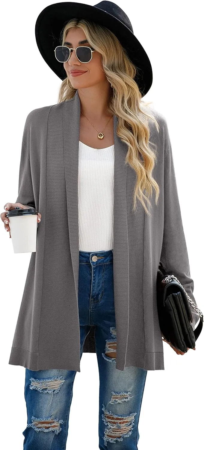 GRECERELLE Women's Long Sleeve Open Front Lightweight Casual Business Dressy Cardigan Sweater Fall Winter