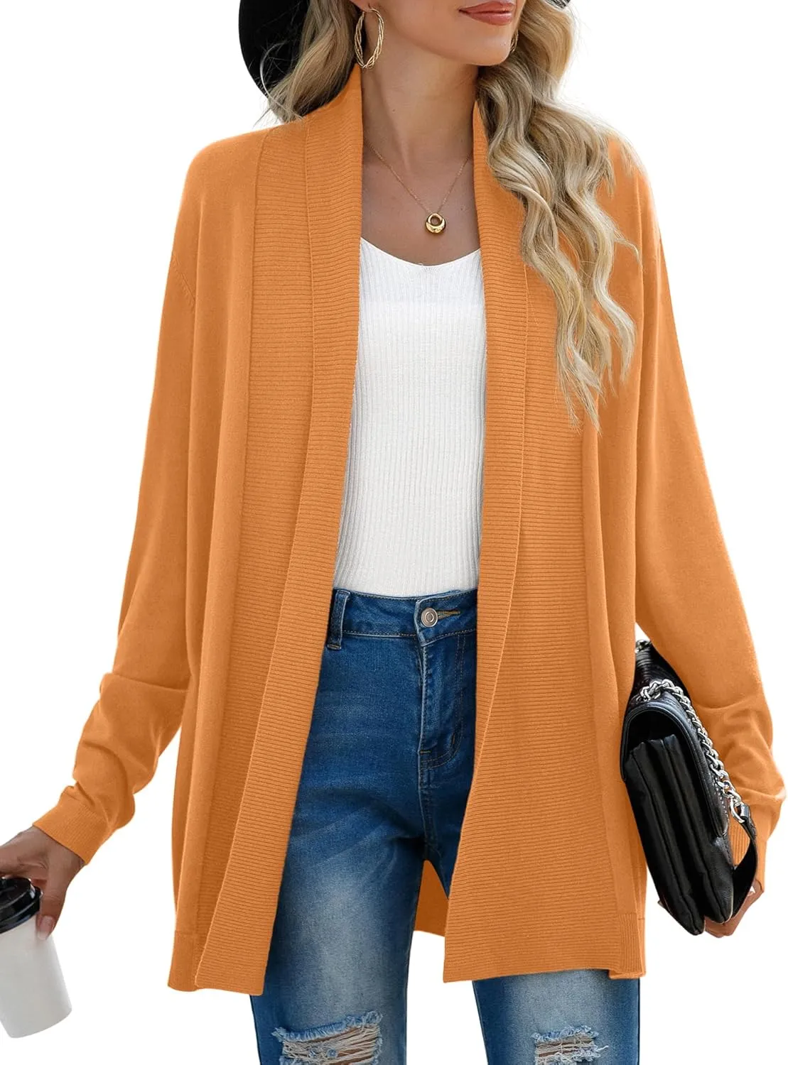 GRECERELLE Women's Long Sleeve Open Front Lightweight Casual Business Dressy Cardigan Sweater Fall Winter