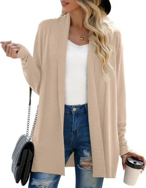 GRECERELLE Women's Long Sleeve Open Front Lightweight Casual Business Dressy Cardigan Sweater Fall Winter