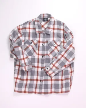 Grey/Brown HFX Flannel Button Up, XL