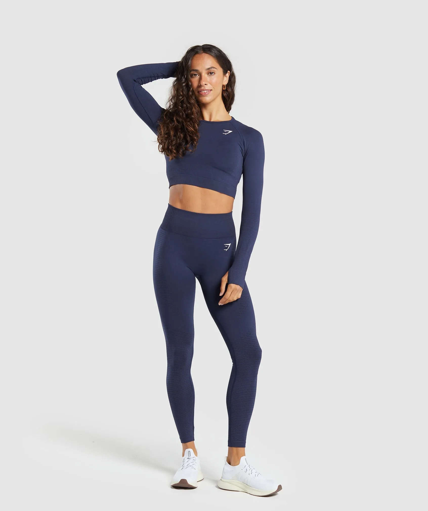 Gymshark Vital Seamless Crop Top - Heavy Blue/ Marl