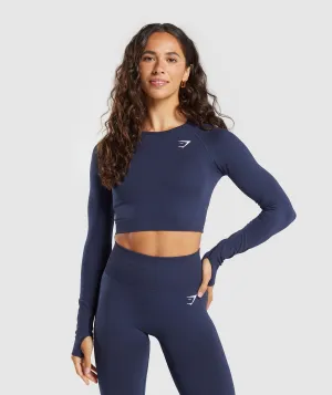 Gymshark Vital Seamless Crop Top - Heavy Blue/ Marl