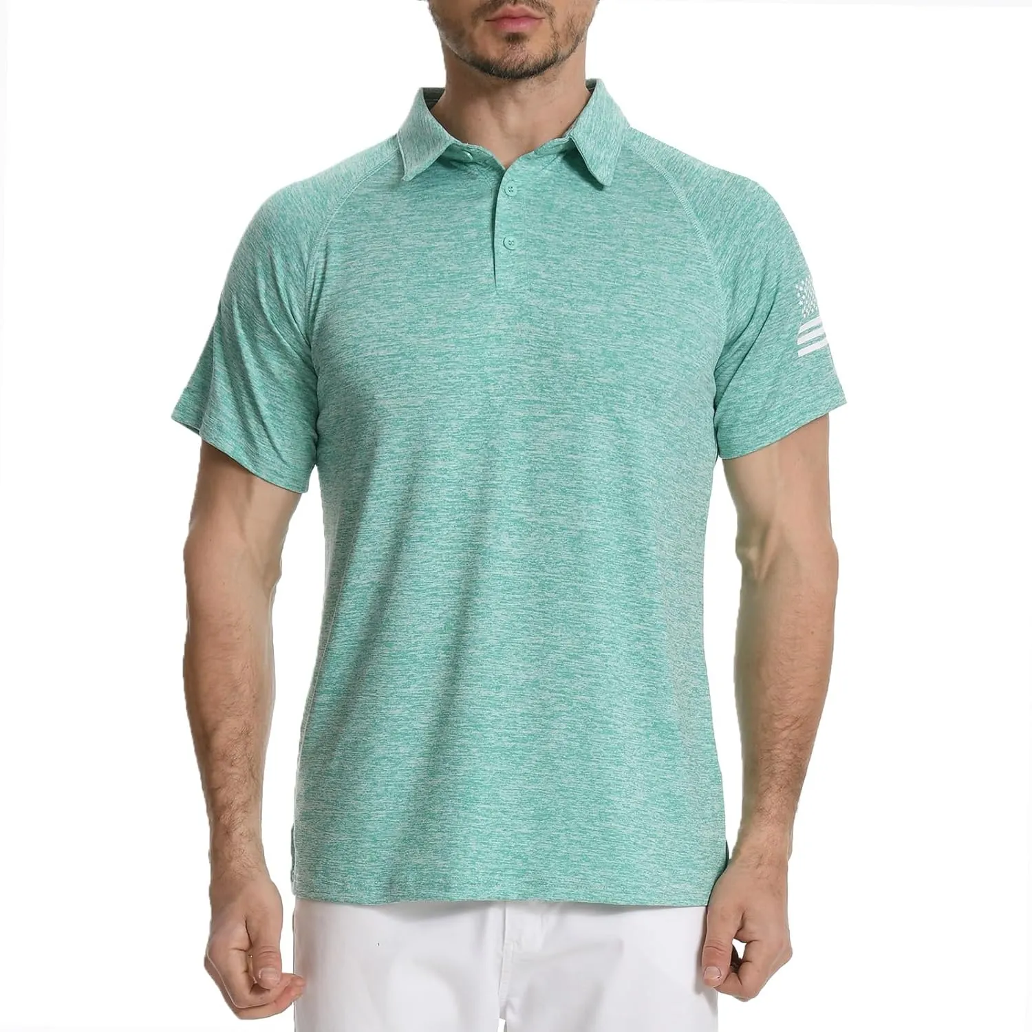 H HYFOL Mens Golf Shirt Moisture Wicking Quick-Dry Short Sleeve Casual Patriotic Polo Shirts for Men