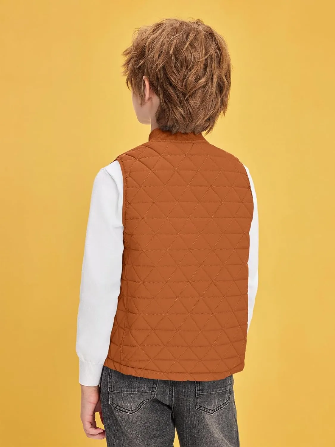 Haloumoning Boys Zip Up Puffer Vest Kids Lightweight Quilted Sleeveless Jackets Outerwear with Pockets 4-14 Years
