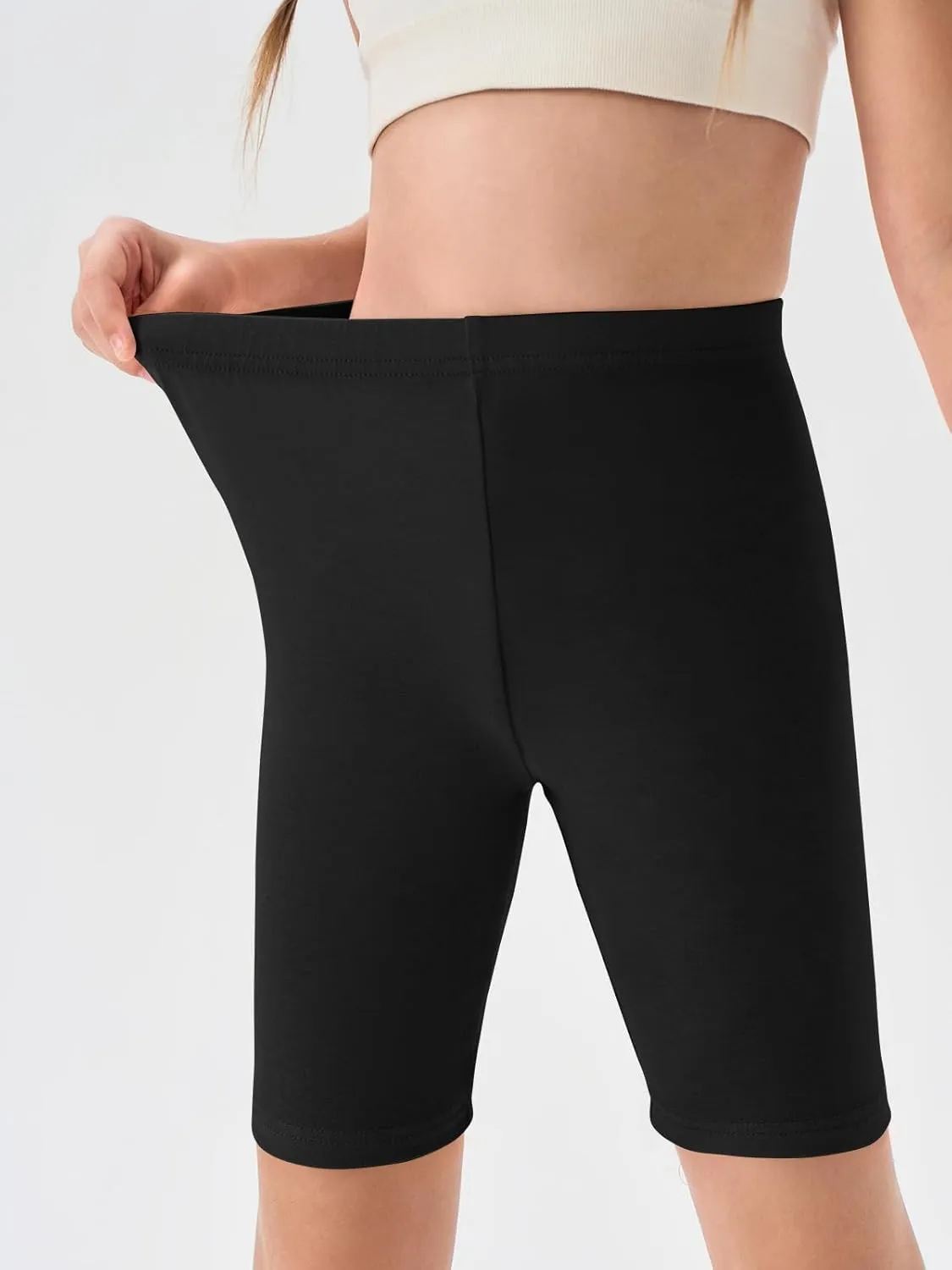 Haloumoning Girls Bike Shorts Kids Athletic Volleyball Shorts Comfy Under Dress Dance Short Leggings 5-14 Years