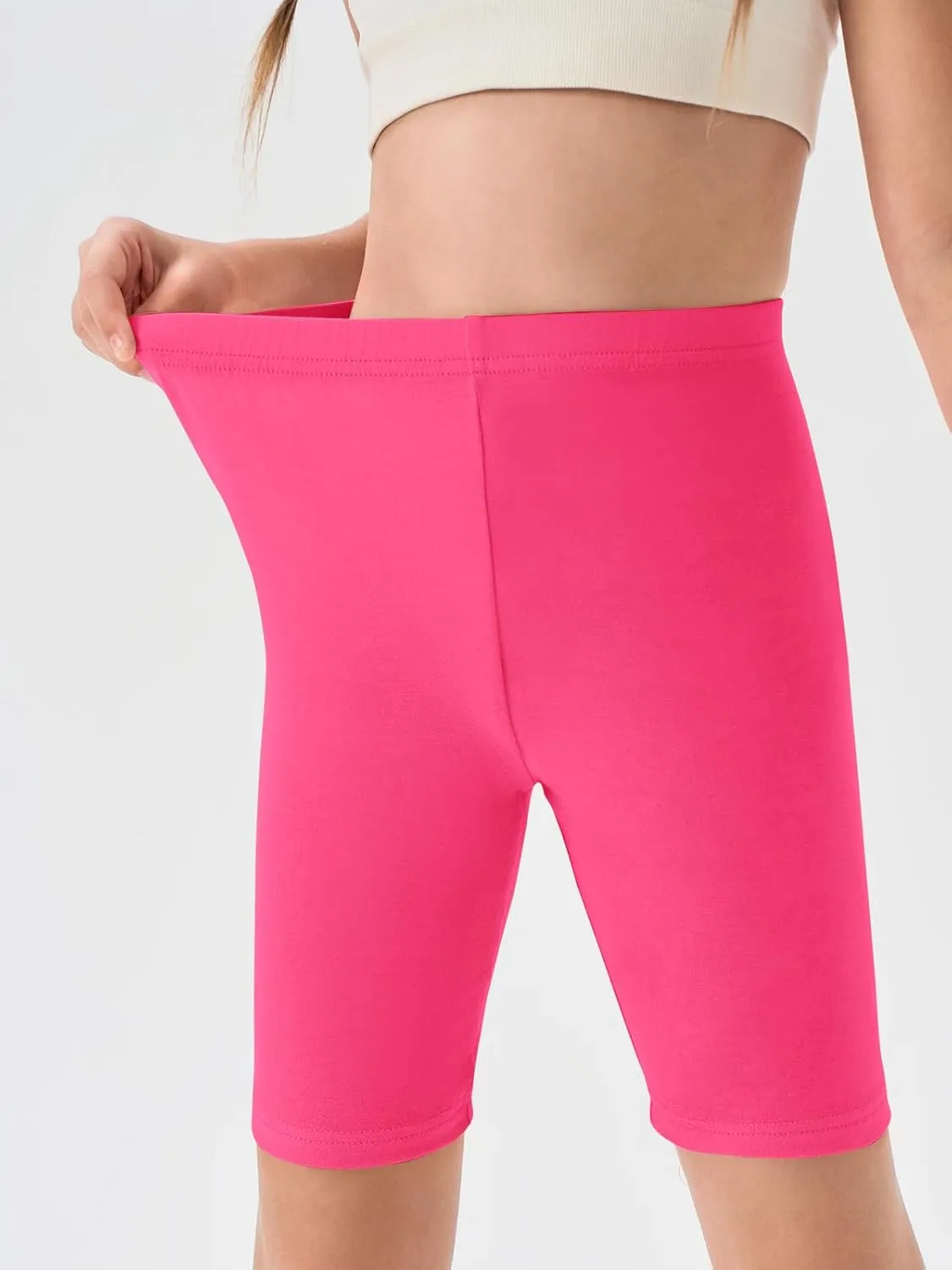 Haloumoning Girls Bike Shorts Kids Athletic Volleyball Shorts Comfy Under Dress Dance Short Leggings 5-14 Years
