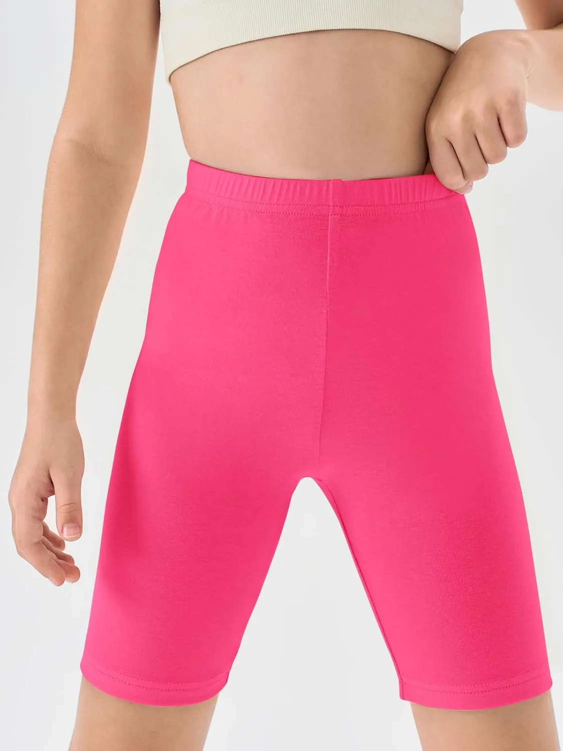 Haloumoning Girls Bike Shorts Kids Athletic Volleyball Shorts Comfy Under Dress Dance Short Leggings 5-14 Years