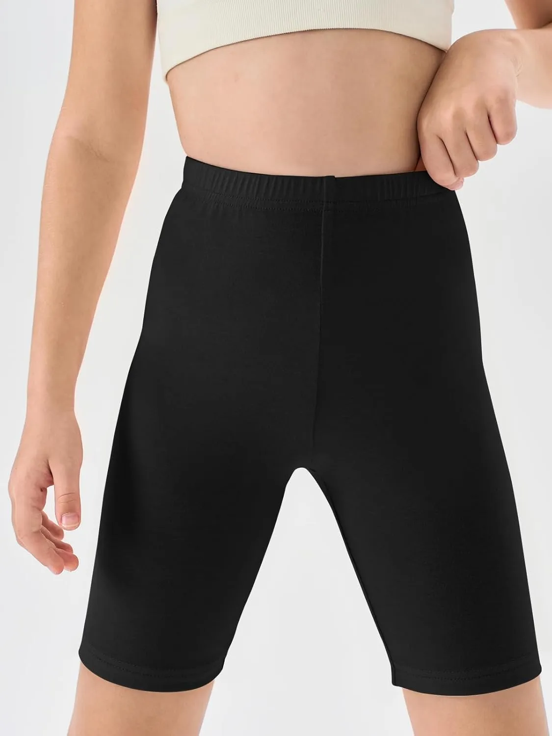 Haloumoning Girls Bike Shorts Kids Athletic Volleyball Shorts Comfy Under Dress Dance Short Leggings 5-14 Years