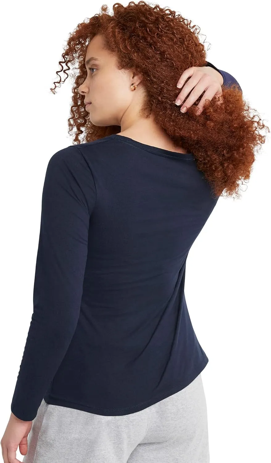 Hanes Women's Long Sleeve Cotton T-Shirt, Lightweight Crewneck Tee for Women, Modern Fit