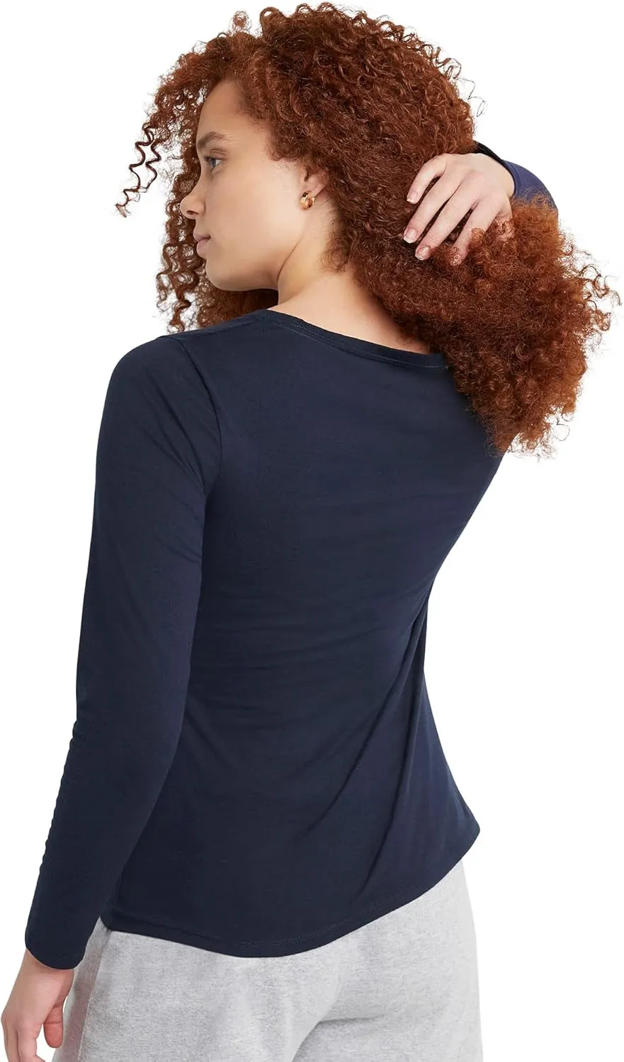 Hanes Women's Long Sleeve Cotton T-Shirt, Lightweight Crewneck Tee for Women, Modern Fit