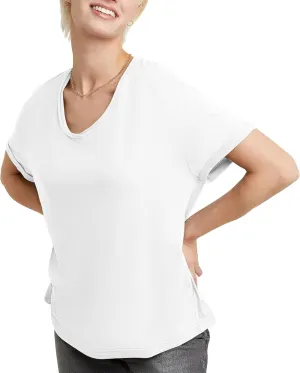 Hanes Women's Originals V-Neck Short Sleeve T-Shirt with Raw Edge, 100% Cotton Tee