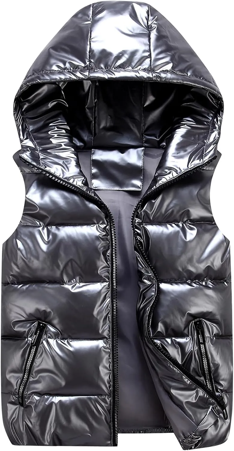 Happy Cherry Kids Winter Down Vest Hooded Vest Zip Windproof Padded Vest Jacket With Pockets