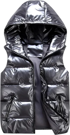 Happy Cherry Kids Winter Down Vest Hooded Vest Zip Windproof Padded Vest Jacket With Pockets
