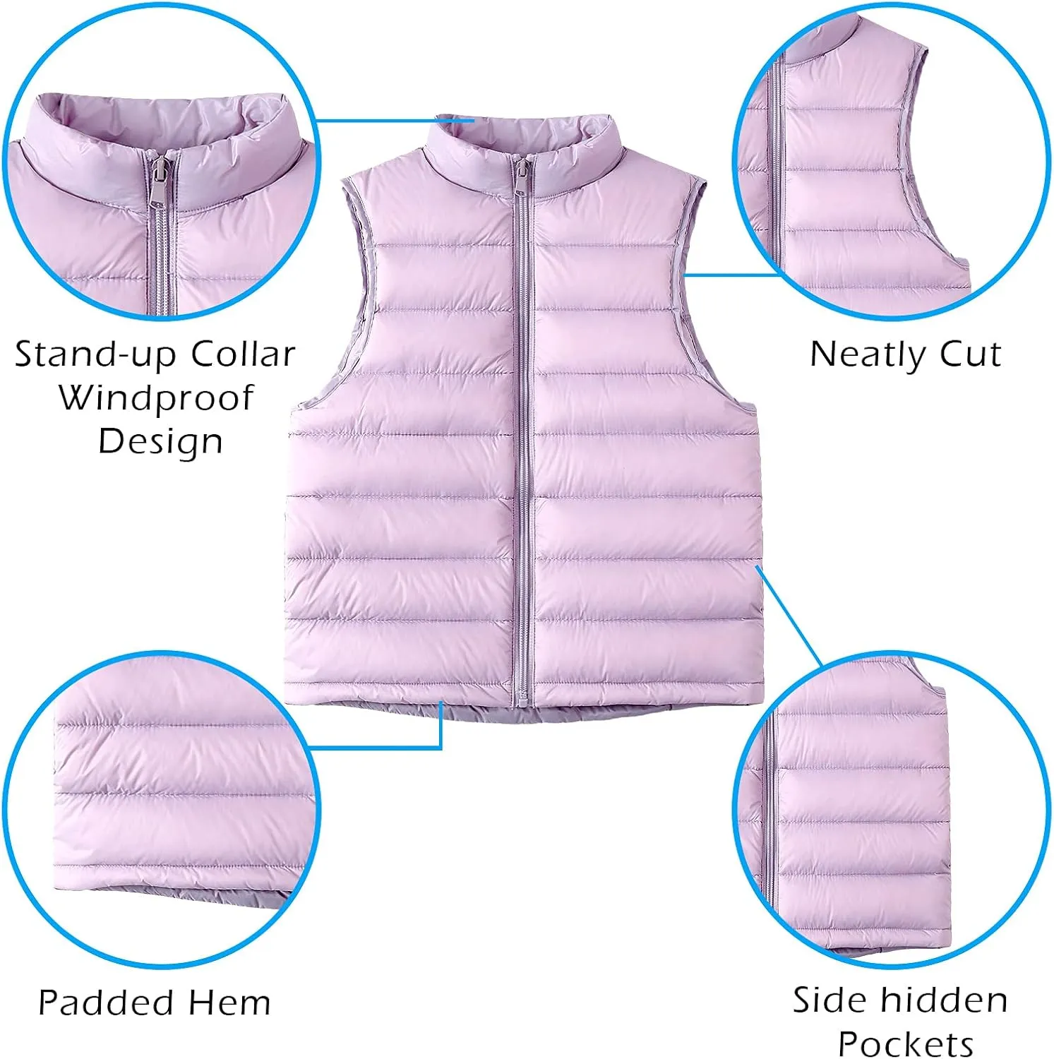 Happy Cherry Kids Winter Snow Puffer Down Vest Softshell Quilted Padded Sleeveless Jacket Ultra Light Waistcoat 4-12 Years