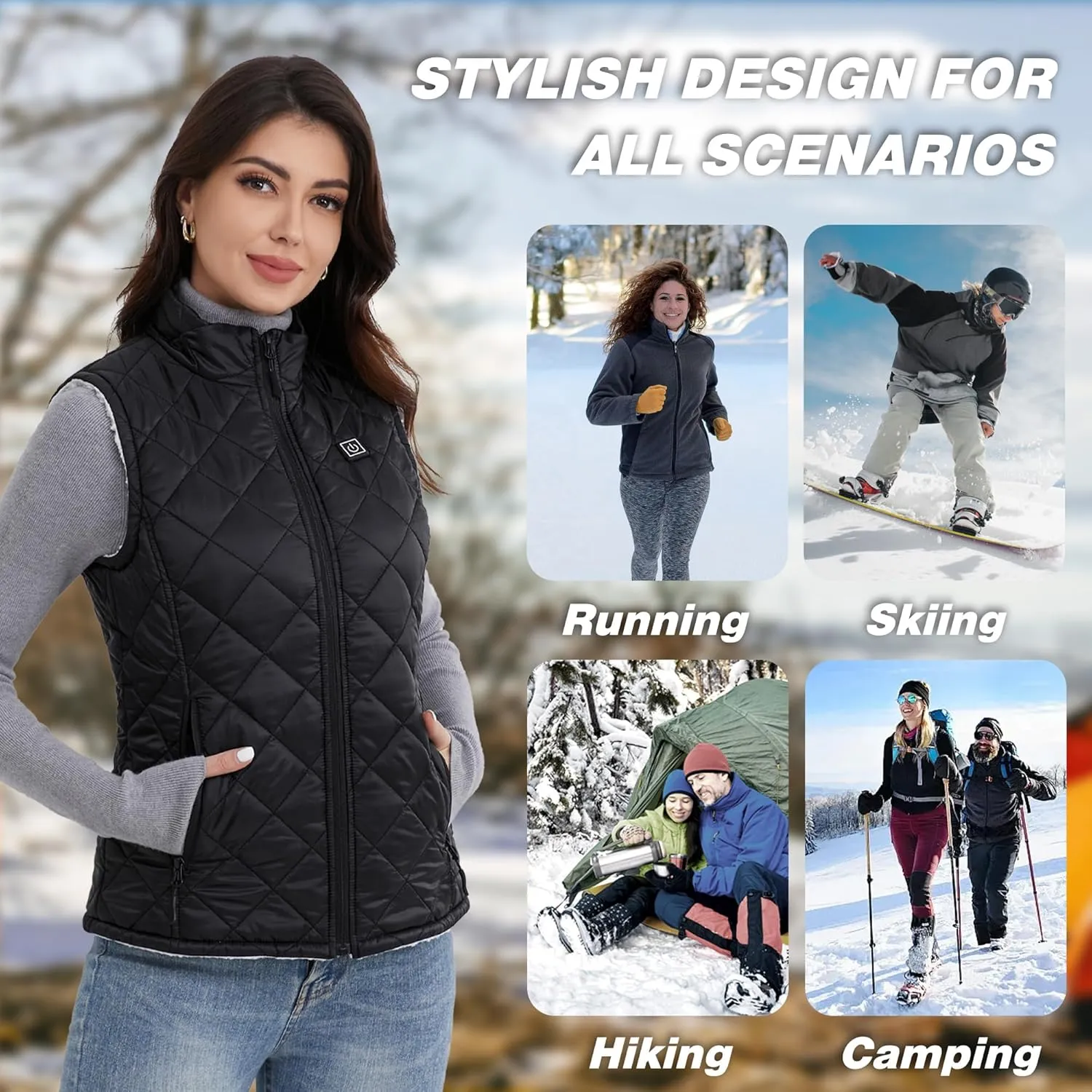 Heated Vest for Women with 12V 10000mAh Battery Pack, Women's Lightweight Electric Heating Vest Liner Winter Outdoor