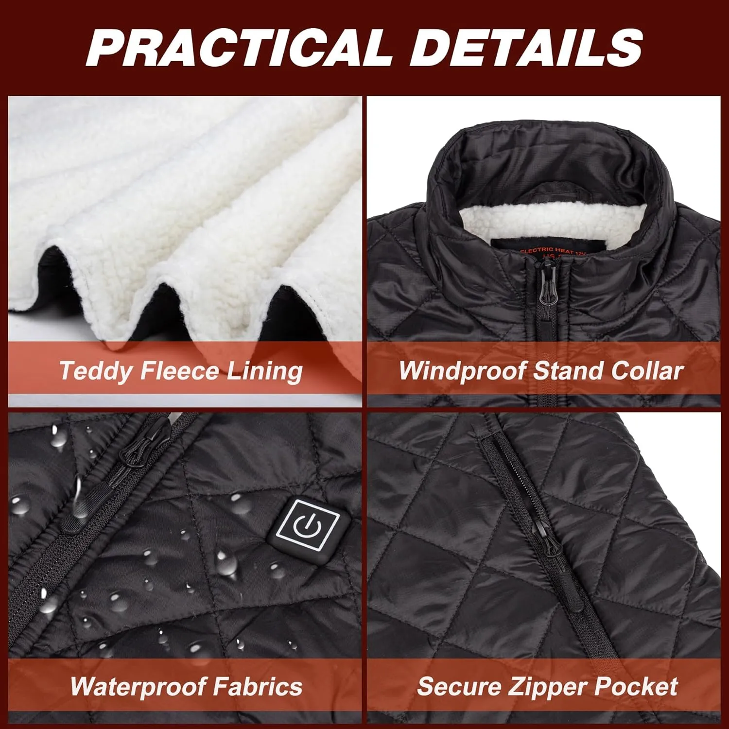 Heated Vest for Women with 12V 10000mAh Battery Pack, Women's Lightweight Electric Heating Vest Liner Winter Outdoor