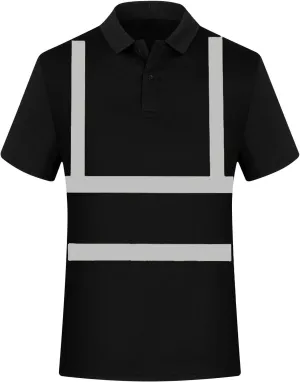 High Visibility Shirts for Men Quick Dry Safety T Shirts with Reflective Strips Short Sleeve Mesh Hi Vis Work Tops