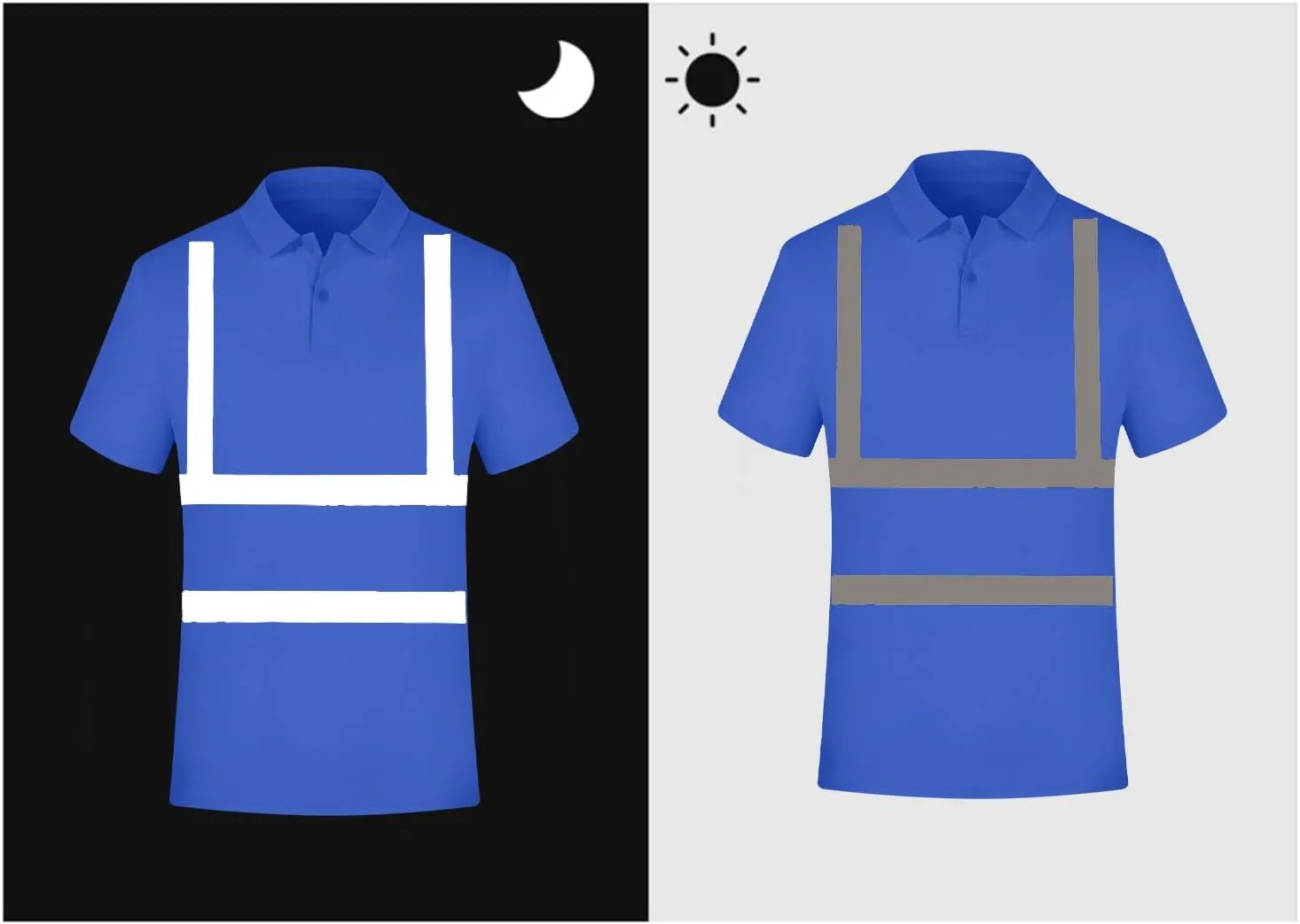 High Visibility Shirts for Men Quick Dry Safety T Shirts with Reflective Strips Short Sleeve Mesh Hi Vis Work Tops