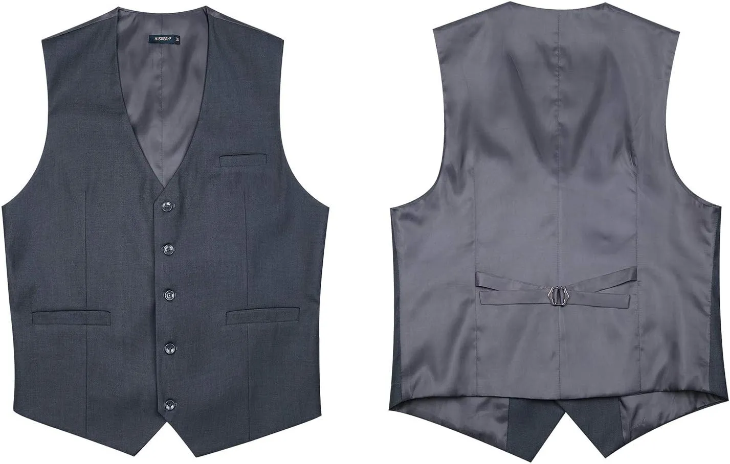 HISDERN Men's Suit Vest Business Formal Dress Waistcoat Vest with 3 Pockets for Suit or Tuxedo Slim Fit