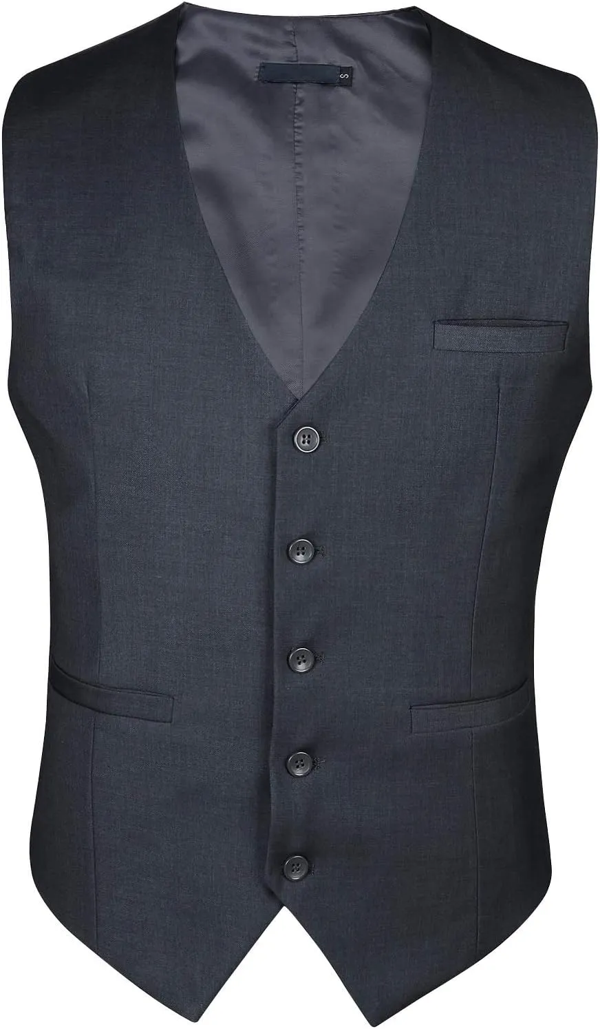 HISDERN Men's Suit Vest Business Formal Dress Waistcoat Vest with 3 Pockets for Suit or Tuxedo Slim Fit