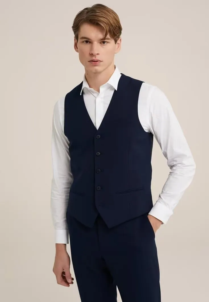 HUUTOE Mens Vest and Pants Suit 2 Piece Slim Fit Suits for Wedding Grooms Dress Waistcoat Pants Casual Prom Tuxedo Set