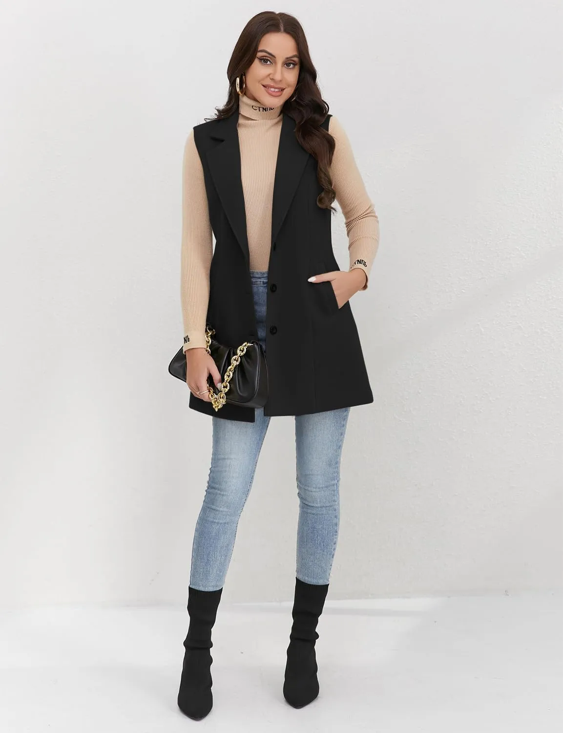 IDEALSANXUN Plaid Vest for Women Fall Winter Sleeveless Blazer Jackets