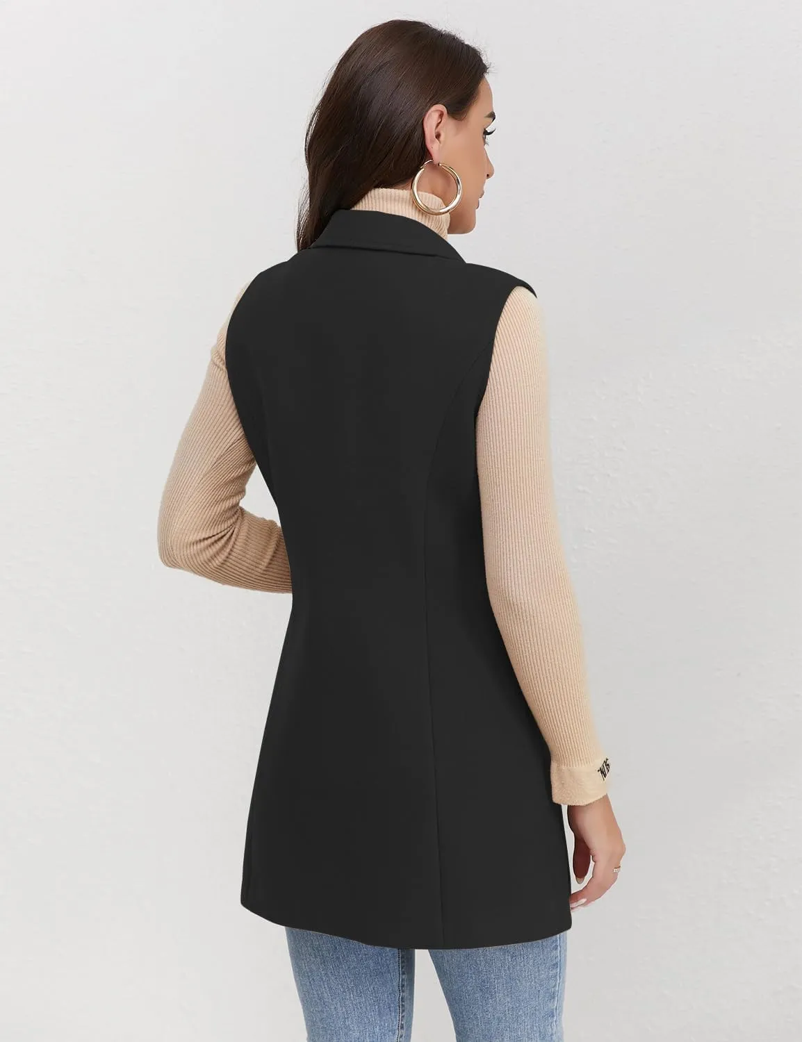 IDEALSANXUN Plaid Vest for Women Fall Winter Sleeveless Blazer Jackets
