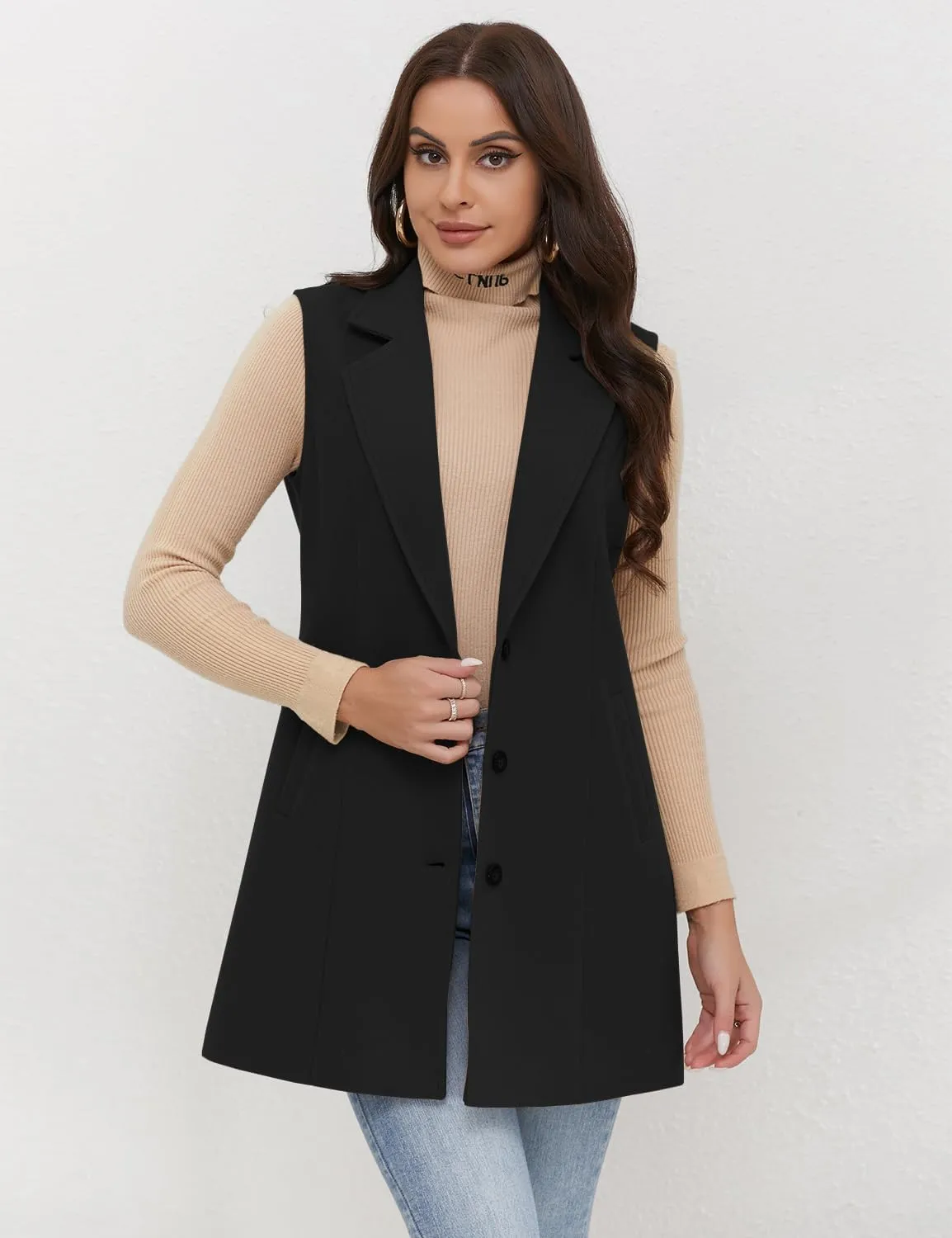 IDEALSANXUN Plaid Vest for Women Fall Winter Sleeveless Blazer Jackets