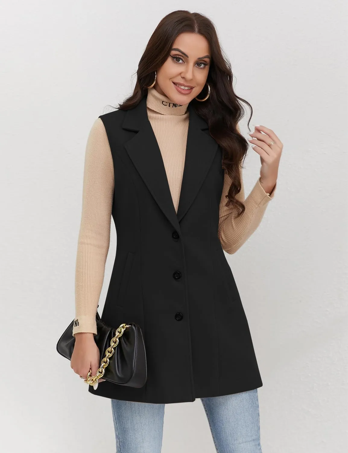 IDEALSANXUN Plaid Vest for Women Fall Winter Sleeveless Blazer Jackets