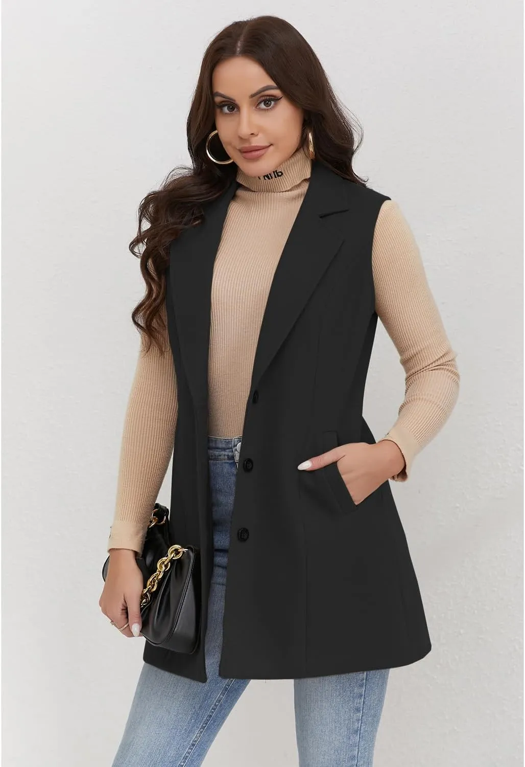 IDEALSANXUN Plaid Vest for Women Fall Winter Sleeveless Blazer Jackets