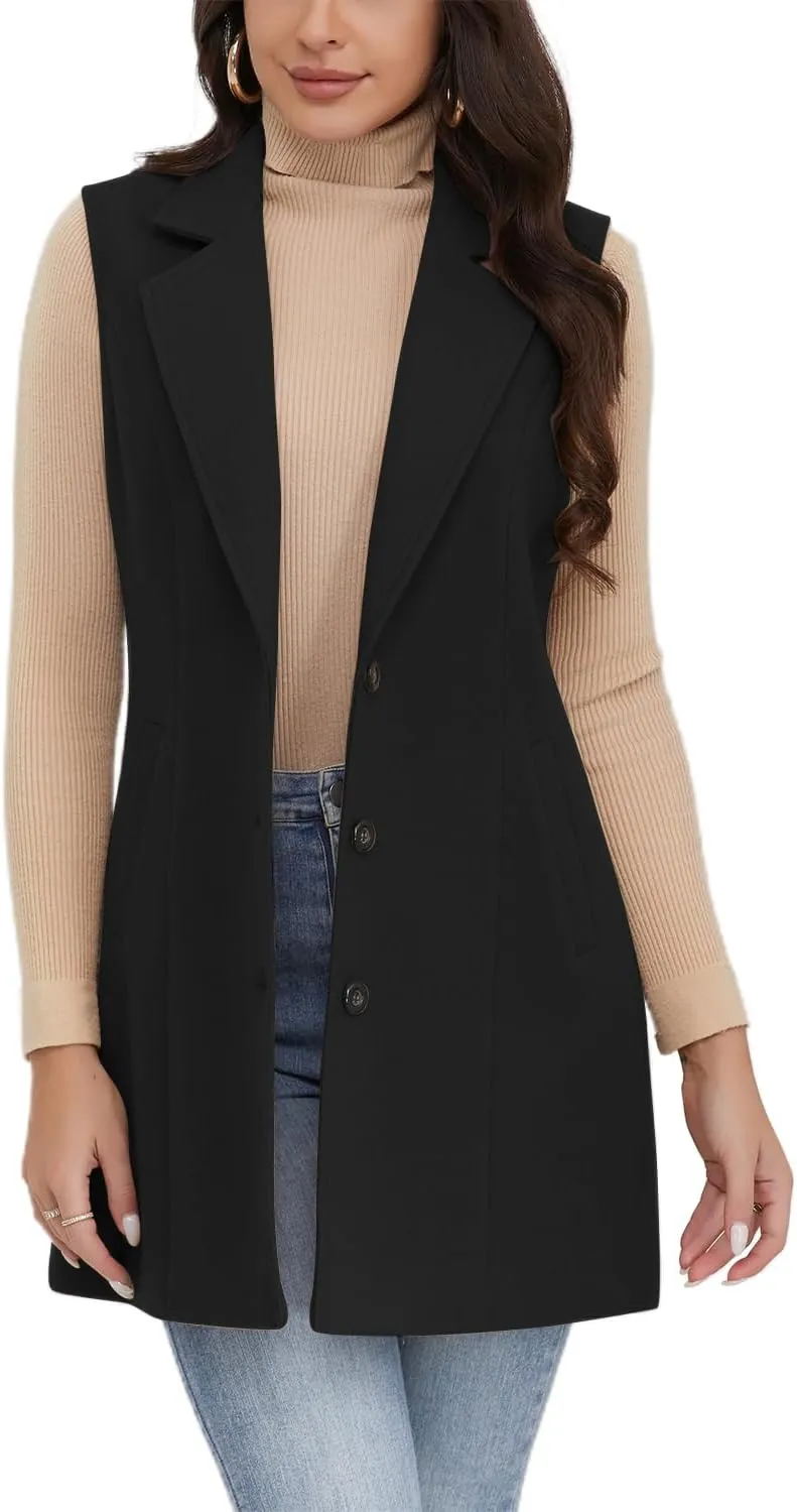 IDEALSANXUN Plaid Vest for Women Fall Winter Sleeveless Blazer Jackets