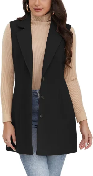 IDEALSANXUN Plaid Vest for Women Fall Winter Sleeveless Blazer Jackets