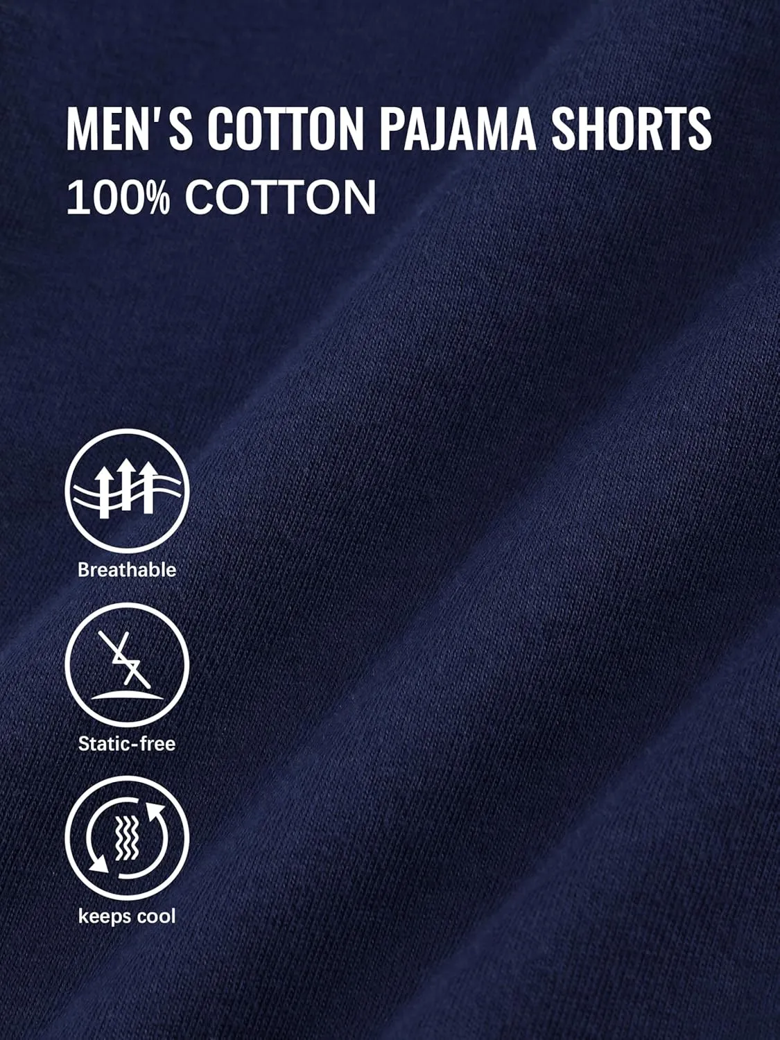 IHU 3 Pack Men's Cotton Pajama Shorts - Soft Sleepwear & Lounge Bottoms with Drawstring & Pockets Sleep Shorts for Men