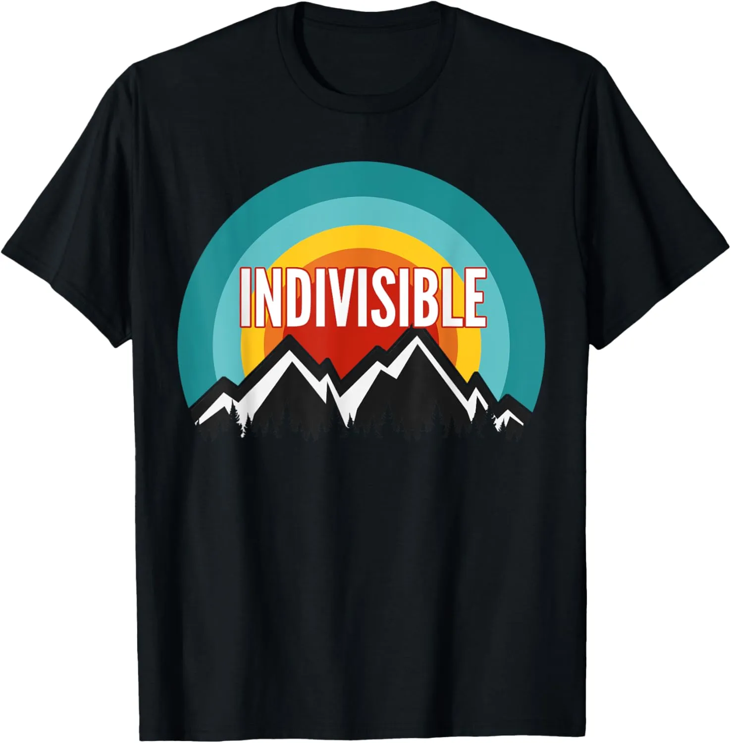 Indivisible, Vintage Retro Sunset Design T-Shirt