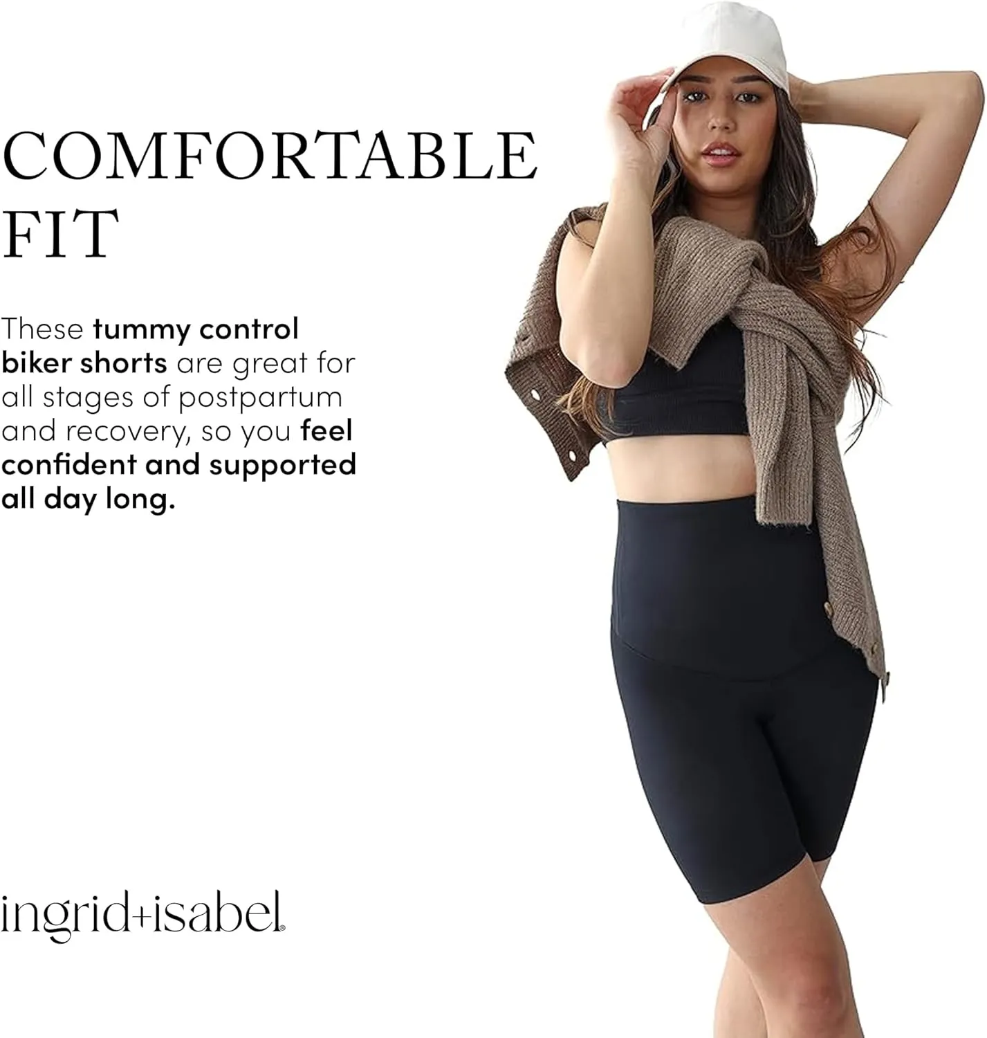 Ingrid & Isabel Postpartum Bike Shorts - Compression Shorts for Women - Great for Tummy Control and Postpartum Support
