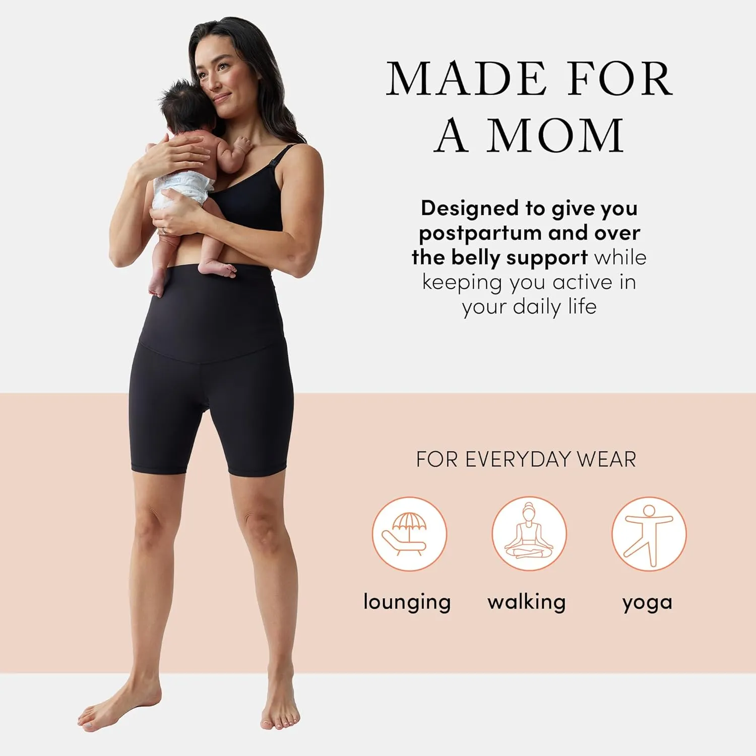 Ingrid & Isabel Postpartum Bike Shorts - Compression Shorts for Women - Great for Tummy Control and Postpartum Support