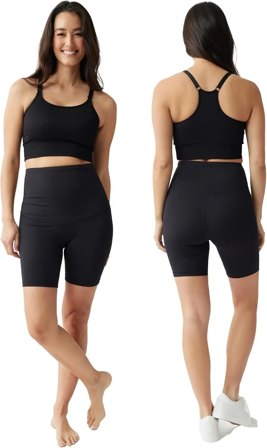 Ingrid & Isabel Postpartum Bike Shorts - Compression Shorts for Women - Great for Tummy Control and Postpartum Support
