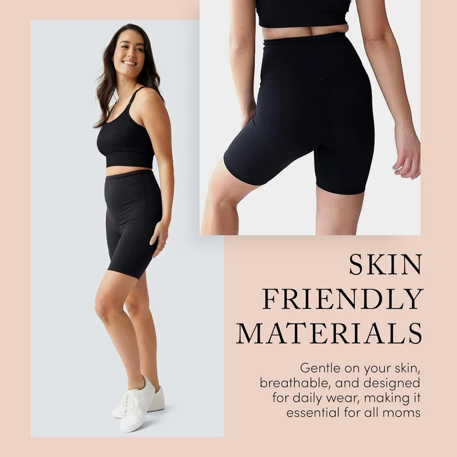 Ingrid & Isabel Postpartum Bike Shorts - Compression Shorts for Women - Great for Tummy Control and Postpartum Support