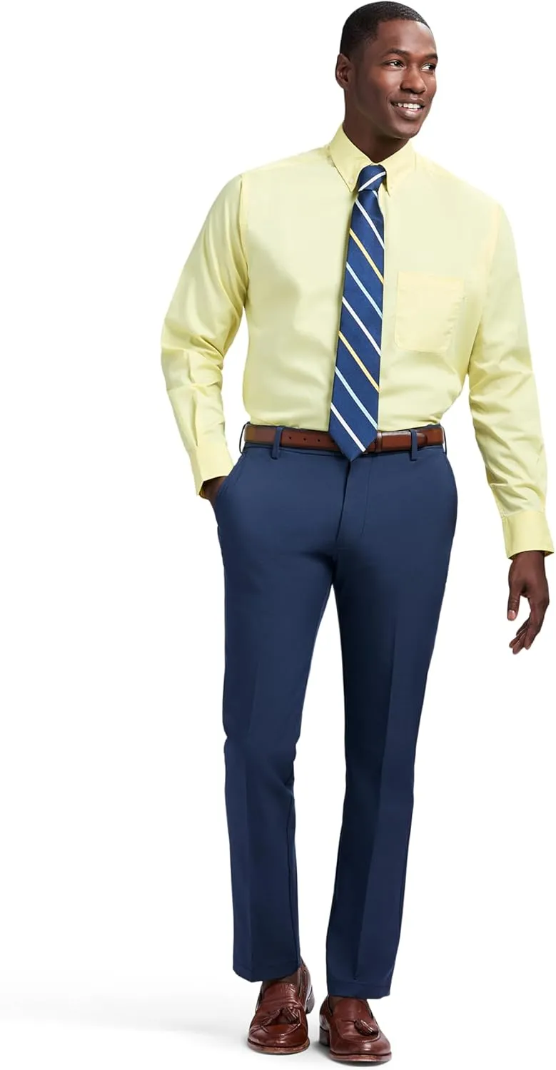 IZOD Men's Dress Shirt Regular Fit Long Sleeve Wrinkle Free Stretch Button Down Collar