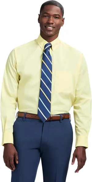 IZOD Men's Dress Shirt Regular Fit Long Sleeve Wrinkle Free Stretch Button Down Collar