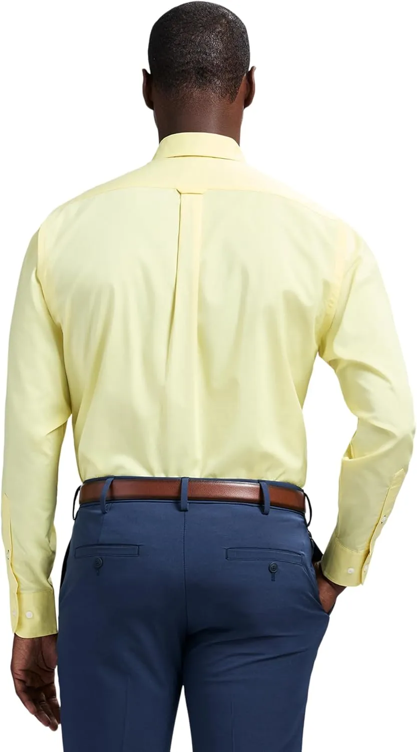 IZOD Men's Dress Shirt Regular Fit Long Sleeve Wrinkle Free Stretch Button Down Collar